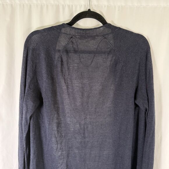 LOFT Cardigan Women's Medium Solid Blue Lightweight Ramie Blend Open Front - Picture 8 of 9